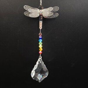 Rainbow Chakra Dragonfly Crystal Suncatcher Light Reflector